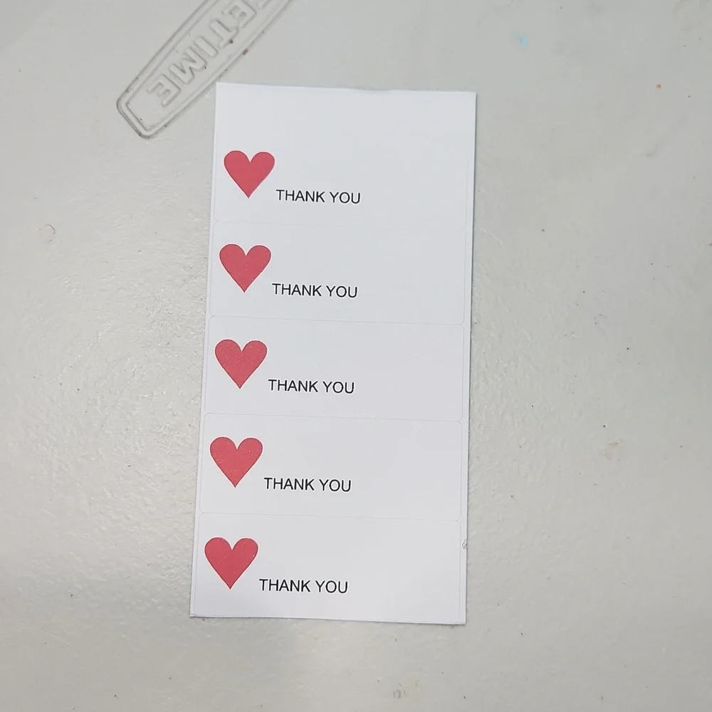 Hand Crafted Heart Thank You Stickers 100 Count